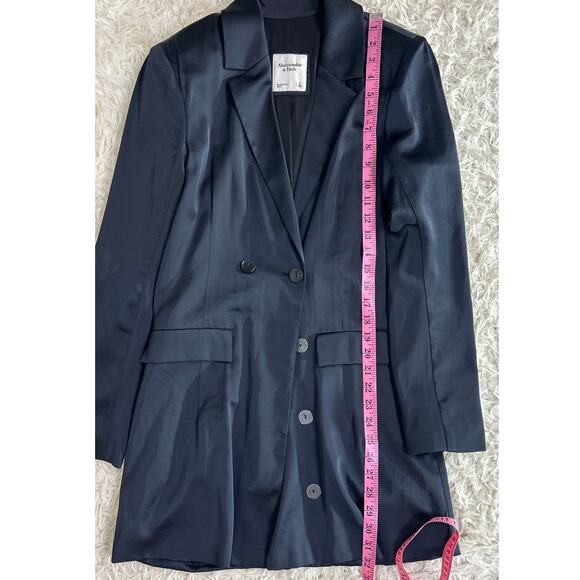 Abercrombie & Fitch Women's Size S Longline 2 Button Satin Blazer Jacket #0558 - Picture 10 of 13